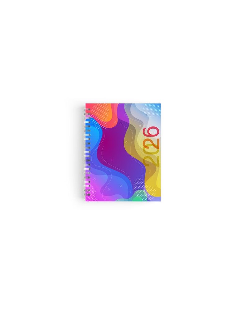 AGENDA SPIRALE MINI 2026 - 90x165mm COUV 400g QUADRI R/V - PELLI MAT 1ERE+4EME - ATLAS + SEMAINIER STANDARD 128 PAGES 80g - SPIR