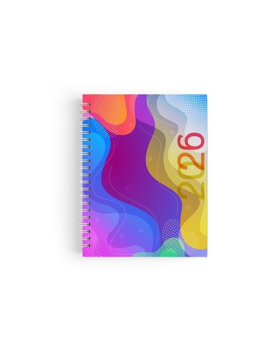 AGENDA SPIRALE MINI 2026 - 90x165mm COUV 400g QUADRI R/V - PELLI MAT 1ERE+4EME - ATLAS + SEMAINIER STANDARD 128 PAGES 80g - SPIR