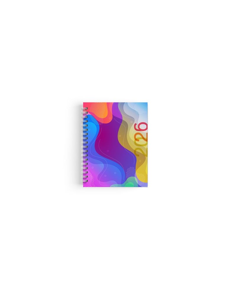 AGENDA SPIRALE MINI 2026 - 90x165mm COUV 400g QUADRI R/V - PELLI MAT 1ERE+4EME - ATLAS + SEMAINIER STANDARD 128 PAGES 80g - SPIR