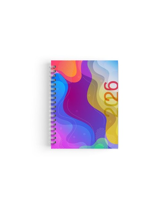 AGENDA SPIRALE MINI 2026 - 90x165mm COUV 400g QUADRI R/V - PELLI MAT 1ERE+4EME - ATLAS + SEMAINIER STANDARD 128 PAGES 80g - SPIR