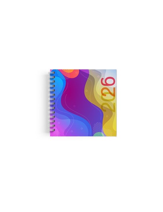 AGENDA SPIRALE MINI 2026 - 90x165mm COUV 400g QUADRI R/V - PELLI MAT 1ERE+4EME - ATLAS + SEMAINIER STANDARD 128 PAGES 80g - SPIR
