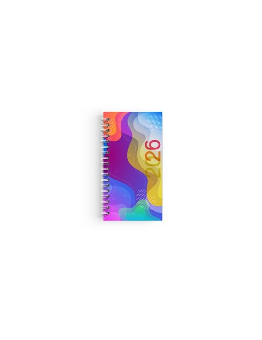 AGENDA SPIRALE MINI 2026 - 90x165mm COUV 400g QUADRI R/V - PELLI MAT 1ERE+4EME - ATLAS + SEMAINIER STANDARD 128 PAGES 80g - SPIR