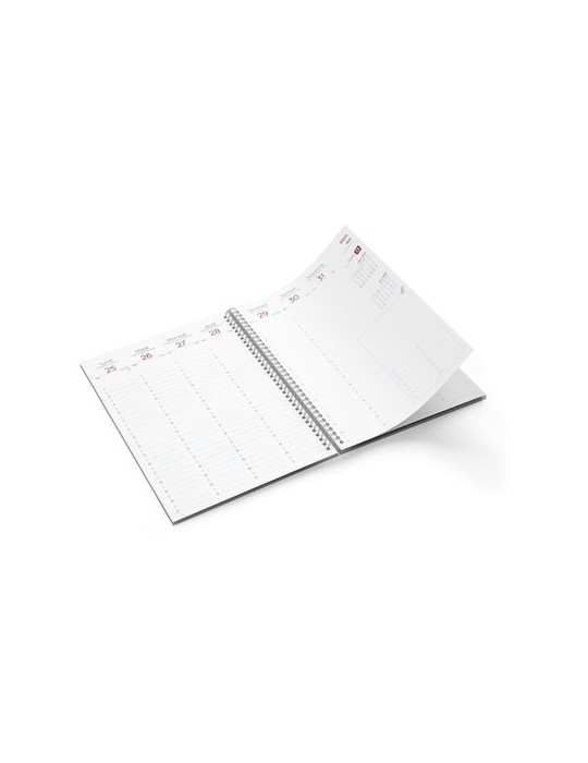 AGENDA SPIRALE MINI 2026 - 90x165mm COUV 400g QUADRI R/V - PELLI MAT 1ERE+4EME - ATLAS + SEMAINIER STANDARD 128 PAGES 80g - SPIR