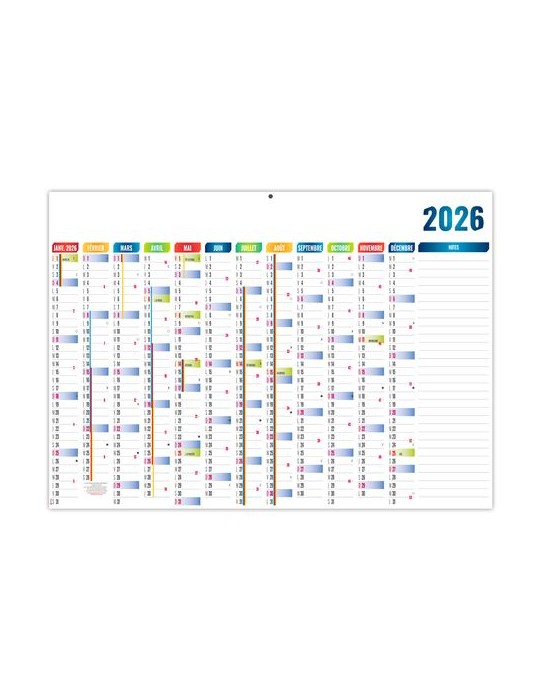PLANNING BASIQUE 2026 - XXL 700X500 MM LEGER 400G - RECTO SEUL - SANS MARQUAGE