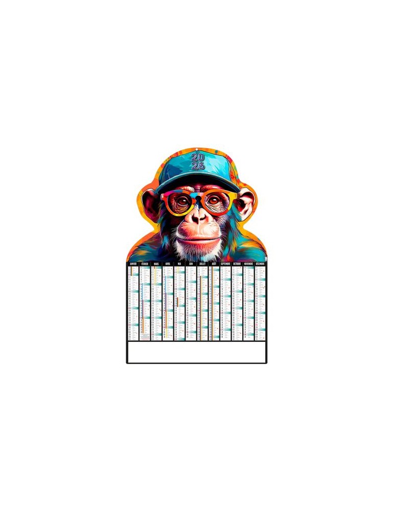 MONKEY 2026 - LEGER 400G - 405x650MM - DOS VIERGE - SANS MARQUAGE- 1 TROU EN TETE