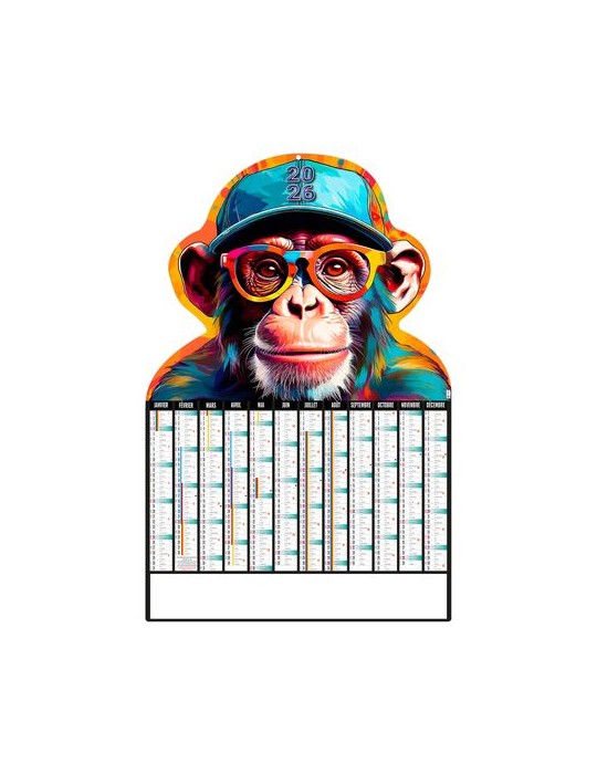 MONKEY 2026 - LEGER 400G - 405x650MM - DOS VIERGE - SANS MARQUAGE- 1 TROU EN TETE