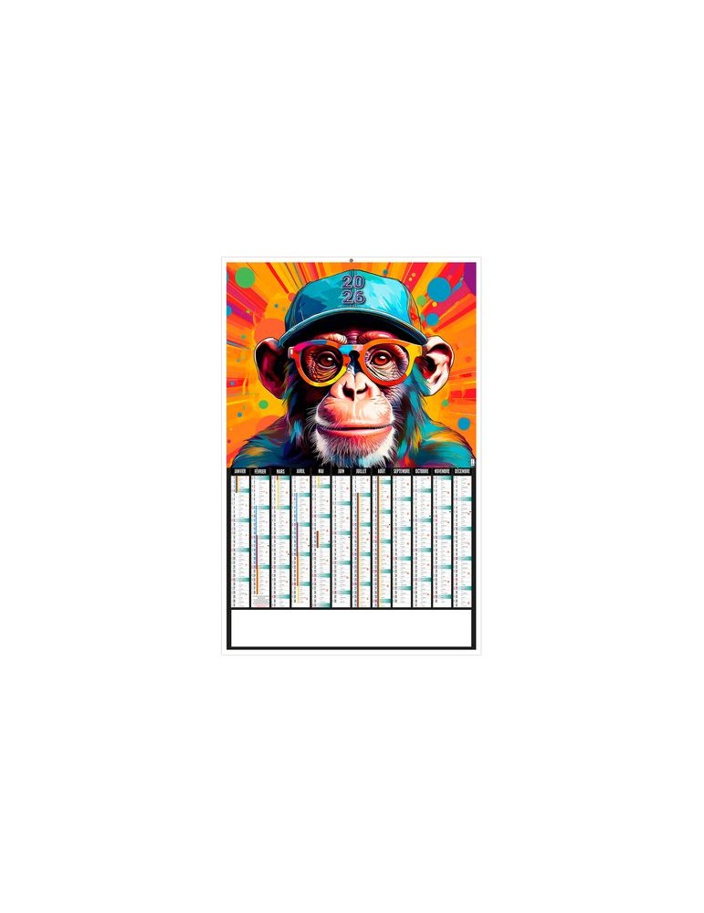 MONKEY 2026 - LEGER 400G - 405x650MM - DOS VIERGE - SANS MARQUAGE- 1 TROU EN TETE