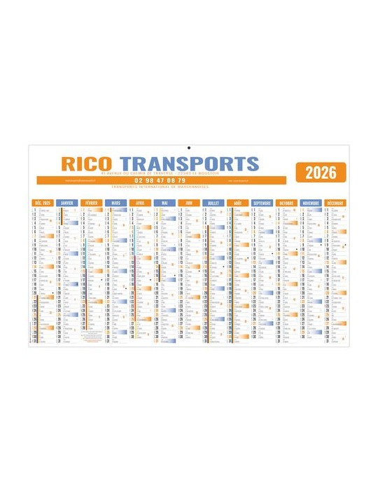 ECOMAX COULEURS 2026 RECTO SEUL - MAXI LEGER SOUPLE - 650x405MM - MARQUAGE QUADRI - 1 TROU EN TETE