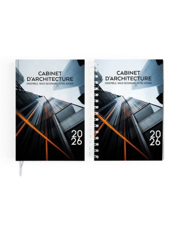 AGENDA CARRE 1 JOUR CREATION 2026 - 140 x 210 mm - COUVERTURE RIGIDE EMBOITEE QUADRI