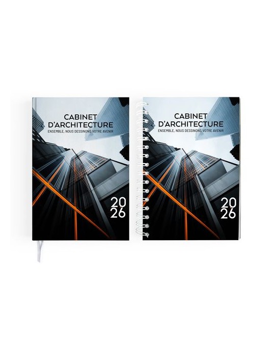 AGENDA CARRE 1 JOUR CREATION 2026 - 140 x 210 mm - COUVERTURE RIGIDE EMBOITEE QUADRI