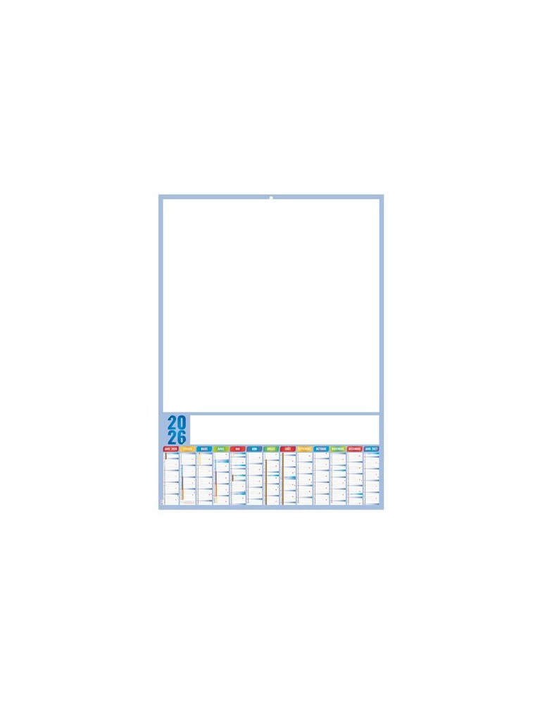 PLANNING ARDOISE 2026 - XXL 500X700 MM LEGER 400G - RECTO SEUL - SANS MARQUAGE