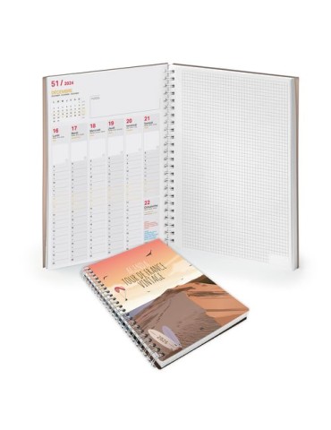 AGENDA SCRIPT BOOK 2026 - 226 x 298 mm - SPIRALE BLANCHE - COUVERTURE PELLICULAGE BRILLANT