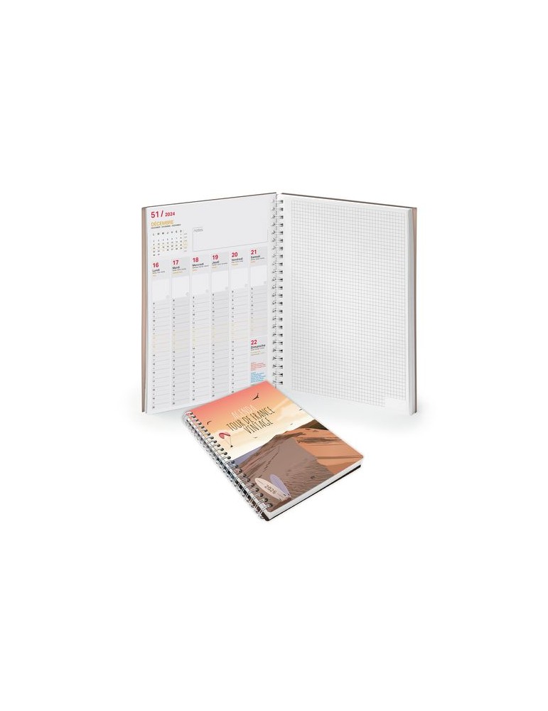 AGENDA SCRIPT BOOK 2026 - 226 x 298 mm - SPIRALE BLANCHE - COUVERTURE PELLICULAGE BRILLANT
