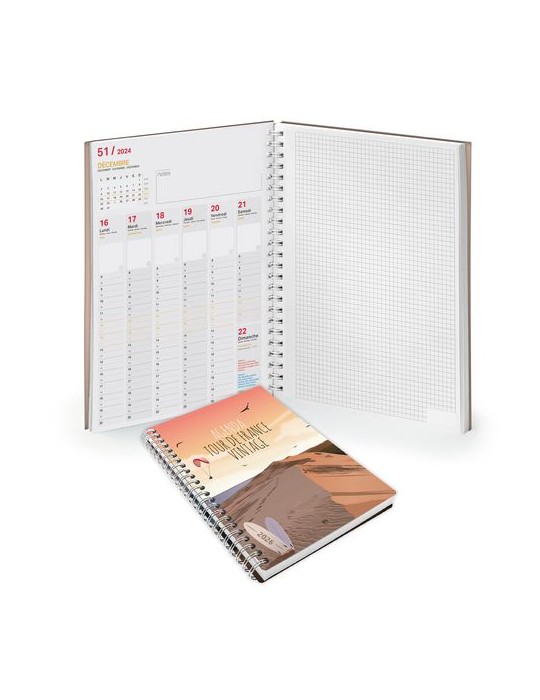 AGENDA SCRIPT BOOK 2026 - 226 x 298 mm - SPIRALE BLANCHE - COUVERTURE PELLICULAGE BRILLANT