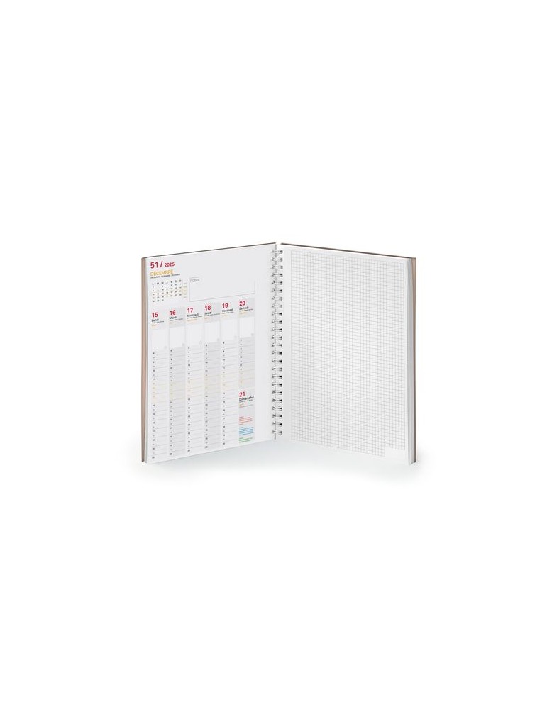 AGENDA SCRIPT BOOK 2026 - 226 x 298 mm - SPIRALE BLANCHE - COUVERTURE PELLICULAGE BRILLANT