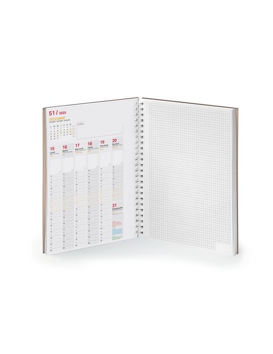 AGENDA SCRIPT BOOK 2026 - 226 x 298 mm - SPIRALE BLANCHE - COUVERTURE PELLICULAGE BRILLANT