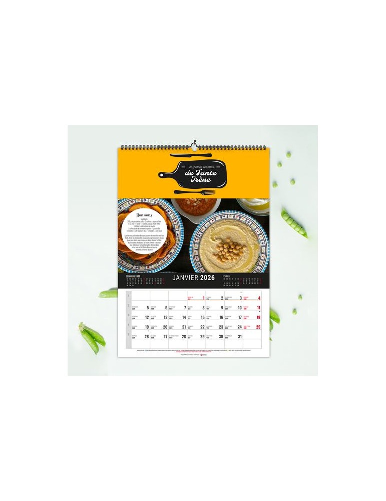 CALENDRIER MURAL 12 FEUILLETS CREATION 2026 - 240 x 330 mm - 11 FEUILLETS SUR 135g + 1 FEUILLET SUR 380g - SPIRALE BLANCHE EN TE