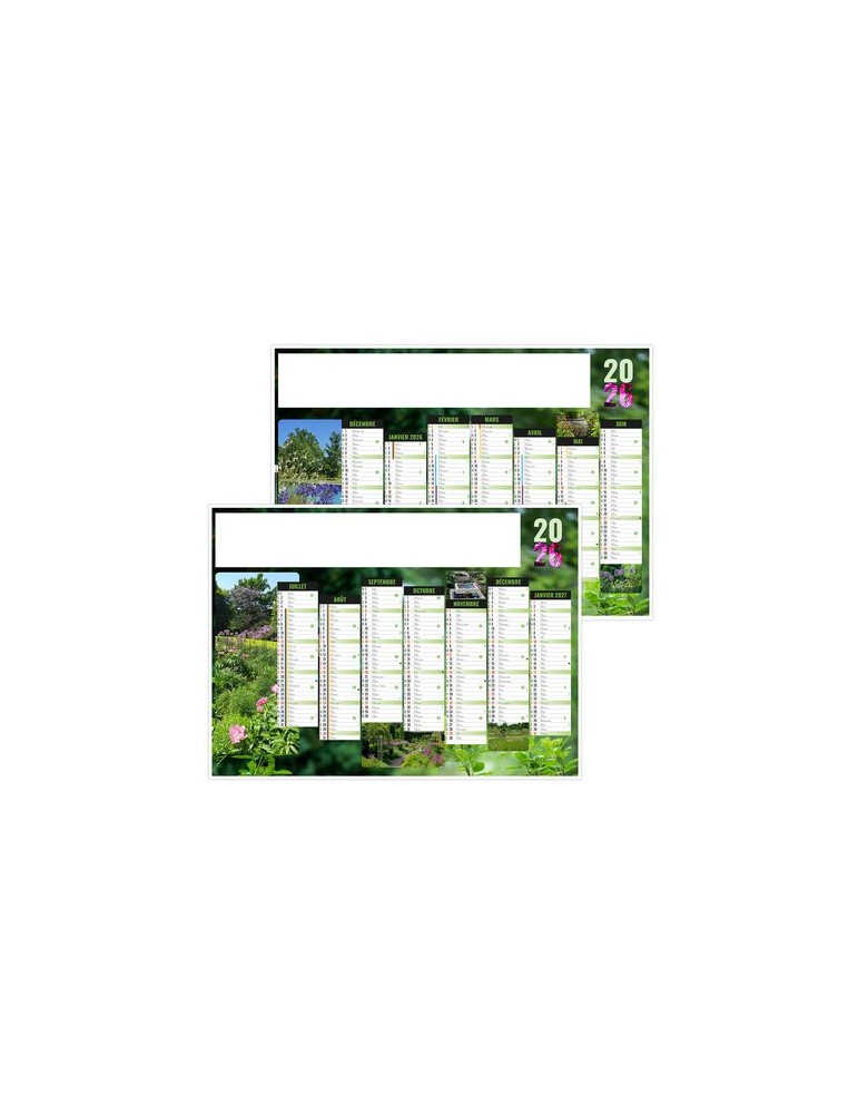 JARDINS 2026 - MIDI 430 x 335 mm - LEGER 400G - SANS MARQUAGE - 1 TROU EN TETE