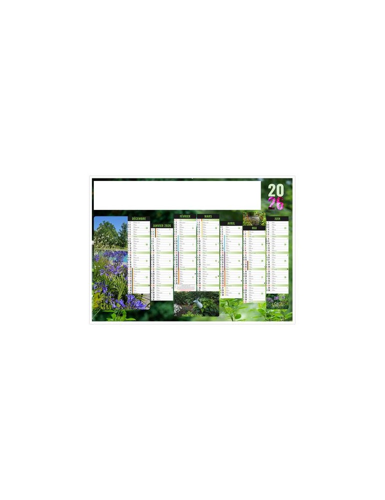 JARDINS 2026 - MIDI 430 x 335 mm - LEGER 400G - SANS MARQUAGE - 1 TROU EN TETE