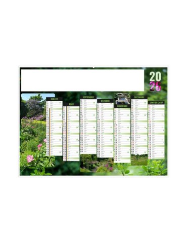 JARDINS 2026 - MIDI 430 x 335 mm - LEGER 400G - SANS MARQUAGE - 1 TROU EN TETE personnalisation rapide en France