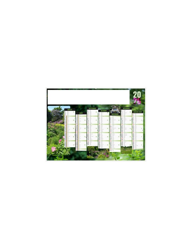 JARDINS 2026 - MIDI 430 x 335 mm - LEGER 400G - SANS MARQUAGE - 1 TROU EN TETE