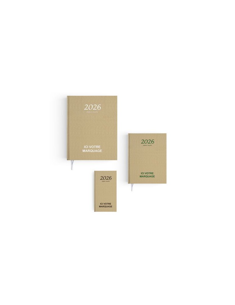 AGENDA EMBOITE KRAFT 2026 - MINI 90 x 165 mm - SANS MARQUAGE