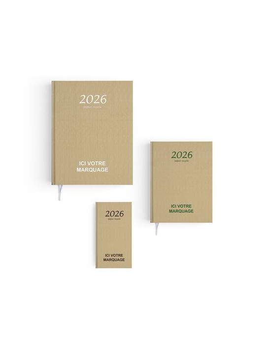 AGENDA EMBOITE KRAFT 2026 - MINI 90 x 165 mm - SANS MARQUAGE