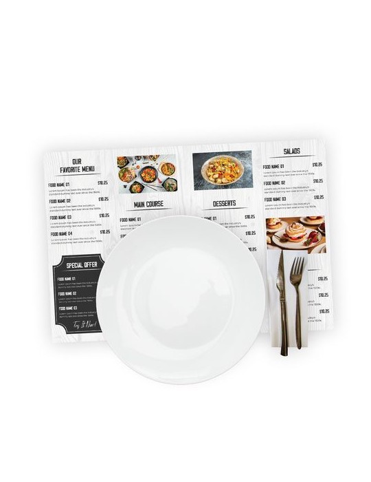 SET DE TABLE PAPIER 420 x 300 mm 80g OFFSET - IMPRESSION QUADRI RECTO SEUL