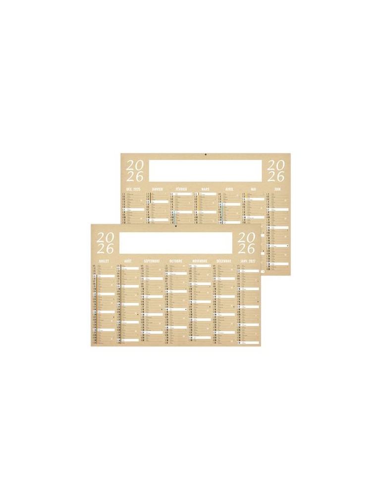 KRAFT 2026 - MIDI 430 x 335 mm - LEGER 400G - SANS MARQUAGE - 1 TROU EN TÊTE