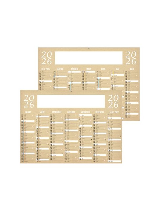 KRAFT 2026 - MIDI 430 x 335 mm - LEGER 400G - SANS MARQUAGE - 1 TROU EN TÊTE