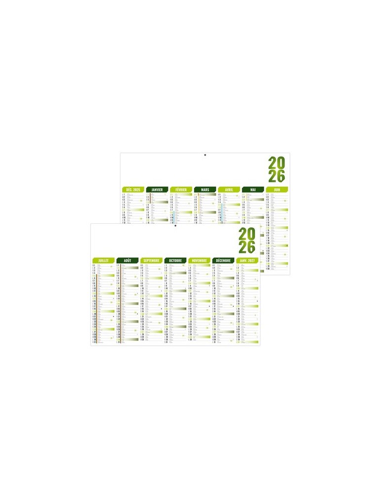 FLORENTIN VERT 2026 - MIDI 430 x 335 mm - LEGER 400G - SANS MARQUAGE - 1 TROU EN TETE