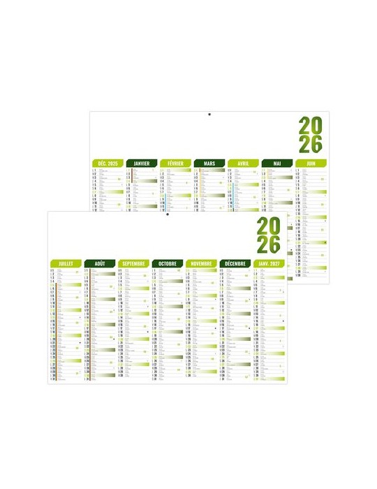 FLORENTIN VERT 2026 - MIDI 430 x 335 mm - LEGER 400G - SANS MARQUAGE - 1 TROU EN TETE