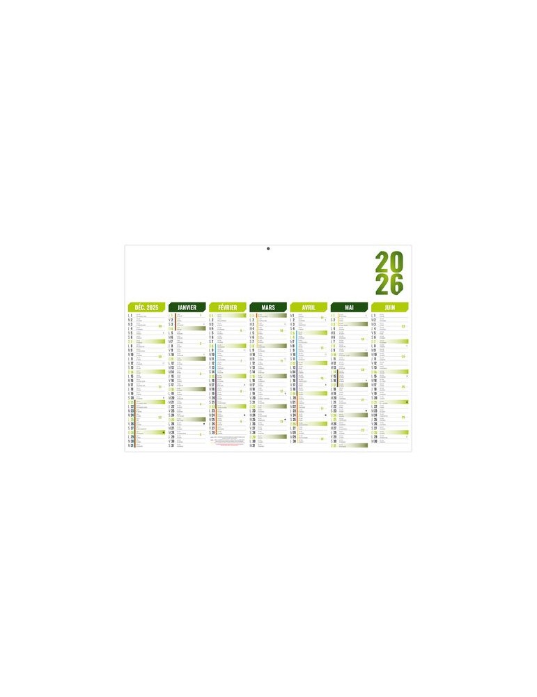 FLORENTIN VERT 2026 - MIDI 430 x 335 mm - LEGER 400G - SANS MARQUAGE - 1 TROU EN TETE
