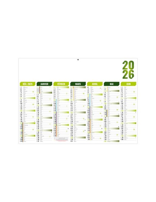 FLORENTIN VERT 2026 - MIDI 430 x 335 mm - LEGER 400G - SANS MARQUAGE - 1 TROU EN TETE