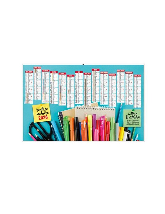 CALENDRIERS BANCAIRES CREATION 2026 - MIDI 430 x 335 mm - LEGER 400G - IMPRESSION RECTO SEUL - 1 TROU EN TETE