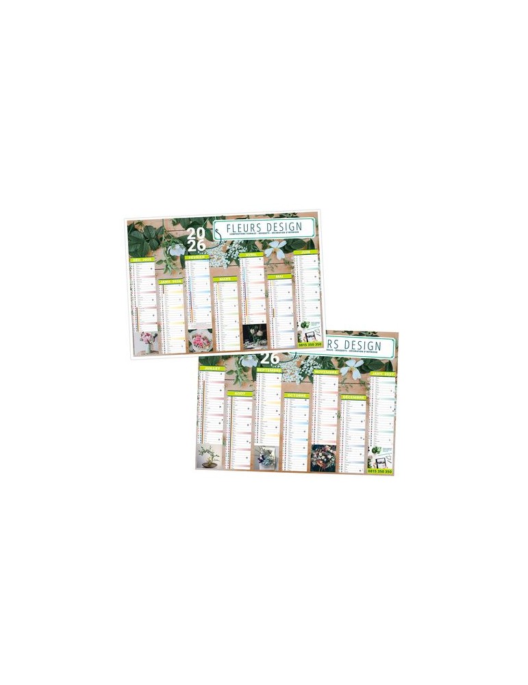 CALENDRIERS BANCAIRES CREATION 2026 - MIDI 430 x 335 mm - LEGER 400G - IMPRESSION RECTO SEUL - 1 TROU EN TETE