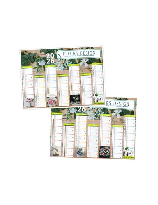 CALENDRIERS BANCAIRES CREATION 2026 - MIDI 430 x 335 mm - LEGER 400G - IMPRESSION RECTO SEUL - 1 TROU EN TETE