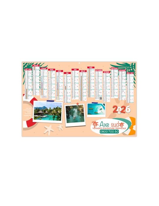CALENDRIERS BANCAIRES CREATION 2026 - MIDI 430 x 335 mm - LEGER 400G - IMPRESSION RECTO SEUL - 1 TROU EN TETE