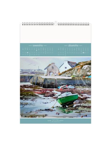 BLEU DE MER 2026 - 6 FEUILLETS - RELIURE BAGUETTE - MARQUAGE 1 COULEUR nombre de pages : 12 pages cadeau collaborateur premium