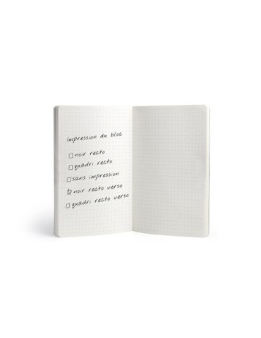 NOTEBOOK DOS CARRE COLLE - MIDI 150 x 210 mm - COUVERTURE 380g SATIMAT AVEC PELLICULAGE BRILLANT PAGES 1 ET 4 - BLOC INTERIEUR D 2