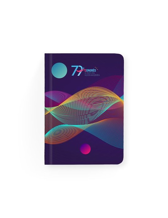 NOTEBOOK DOS CARRE COLLE - MIDI 150 x 210 mm - COUVERTURE 380g SATIMAT AVEC PELLICULAGE BRILLANT PAGES 1 ET 4 - BLOC INTERIEUR D