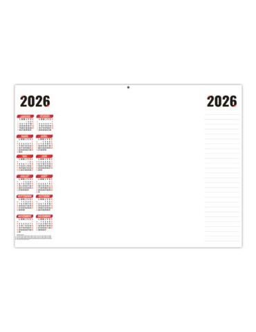 PLANNING SIMPLE 2026 - XXL 700X500 MM LEGER 400G - RECTO SEUL - SANS MARQUAGE