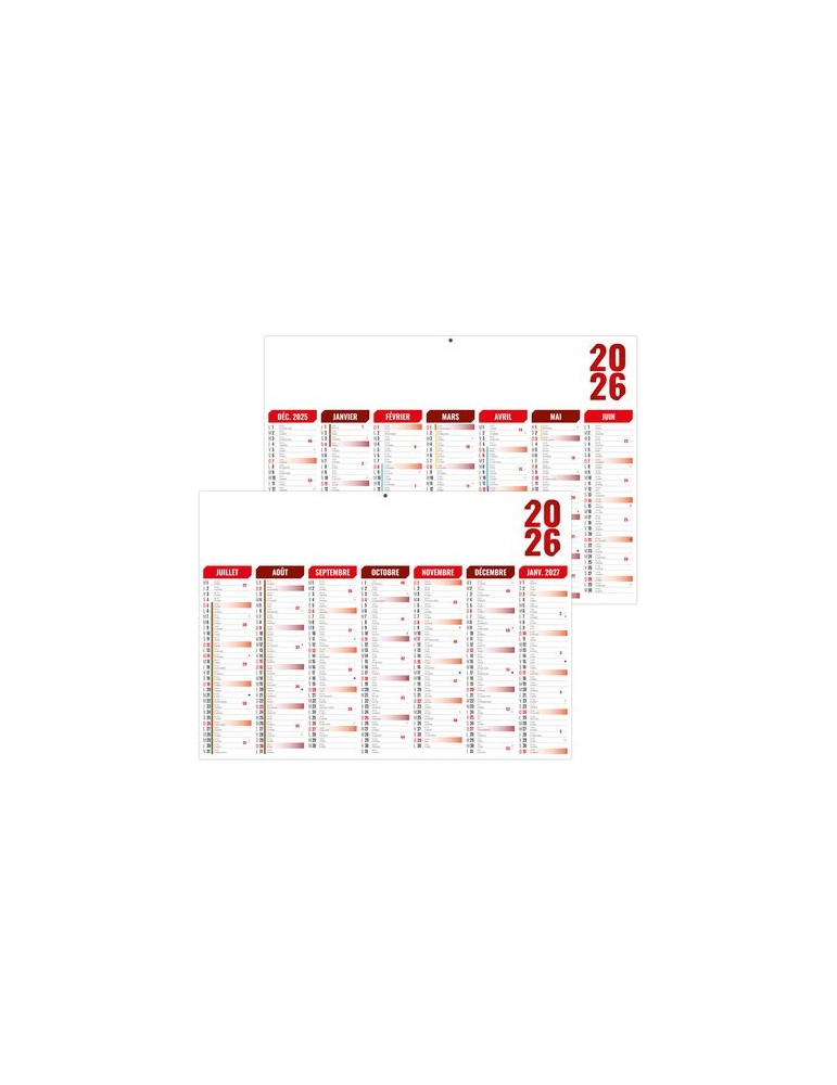 FLORENTIN ROUGE 2026 - MIDI 430 x 335 mm - LEGER 400G - SANS MARQUAGE - 1 TROU EN TETE