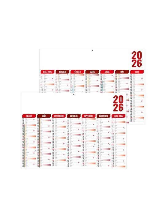 FLORENTIN ROUGE 2026 - MIDI 430 x 335 mm - LEGER 400G - SANS MARQUAGE - 1 TROU EN TETE