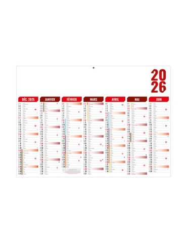 FLORENTIN ROUGE 2026 - MIDI 430 x 335 mm - LEGER 400G - SANS MARQUAGE - 1 TROU EN TETE 2