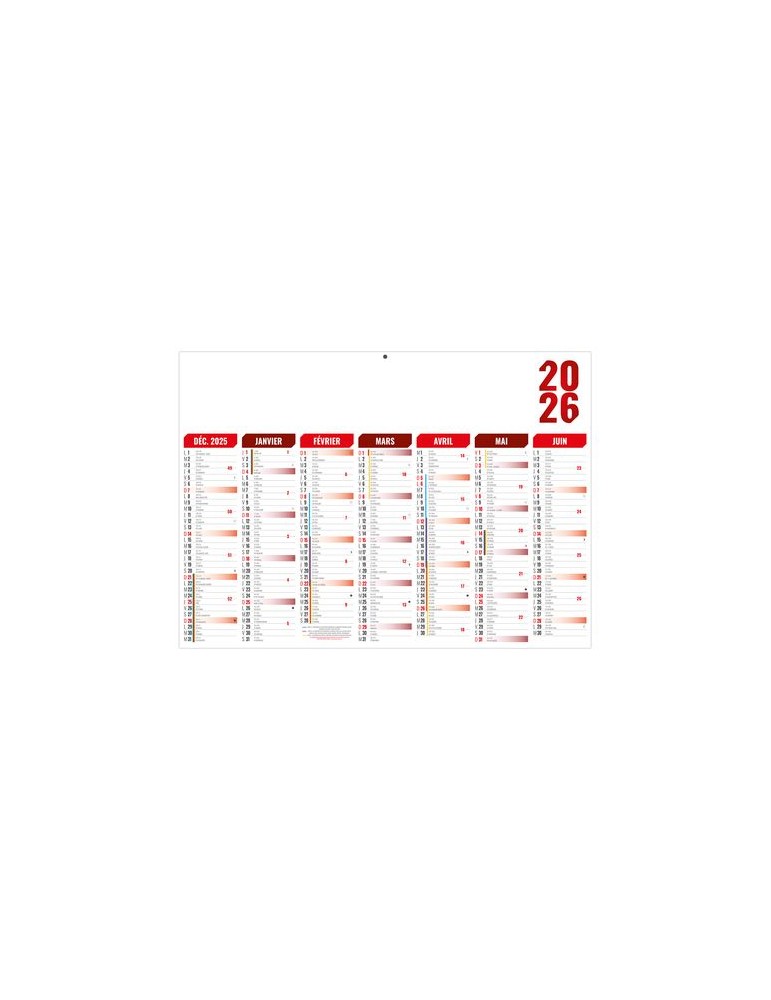 FLORENTIN ROUGE 2026 - MIDI 430 x 335 mm - LEGER 400G - SANS MARQUAGE - 1 TROU EN TETE