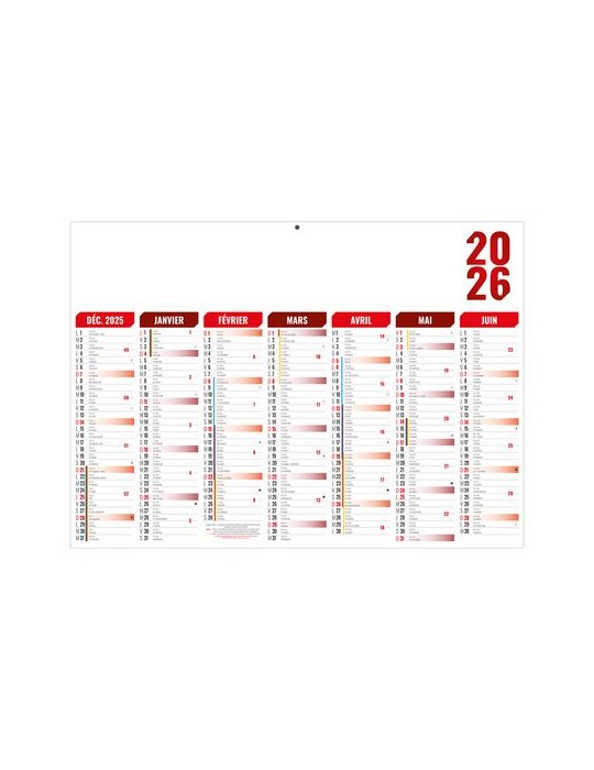 FLORENTIN ROUGE 2026 - MIDI 430 x 335 mm - LEGER 400G - SANS MARQUAGE - 1 TROU EN TETE