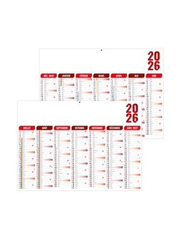 FLORENTIN ROUGE 2026 - MIDI 430 x 335 mm - LEGER 400G - SANS MARQUAGE - 1 TROU EN TETE 2