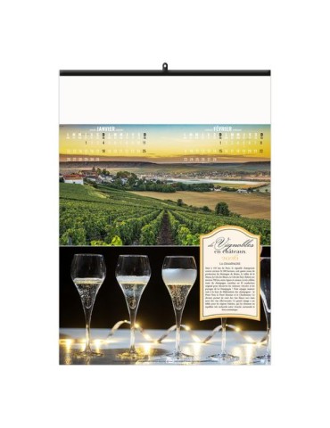 DE VIGNOBLES EN CHÂTEAUX 2026 - 6 FEUILLETS - RELIURE BAGUETTE - MARQUAGE 1 COULEUR nombre de pages : 12 pages goodies publicita