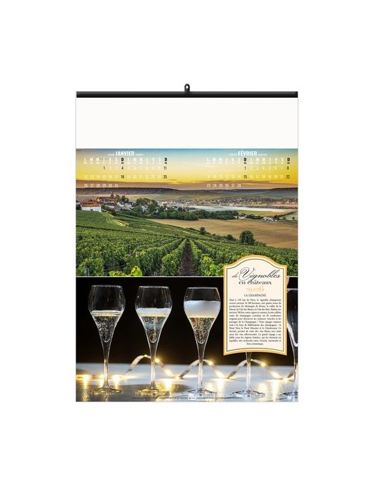 DE VIGNOBLES EN CHÂTEAUX 2026 - 6 FEUILLETS - RELIURE BAGUETTE - MARQUAGE 1 COULEUR